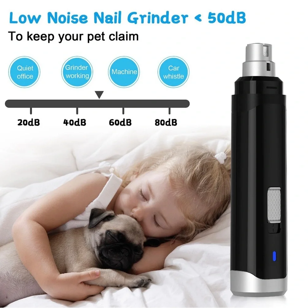 Casfuy Dog & Cat Nail Care Rechargeable Grinder Black A6
